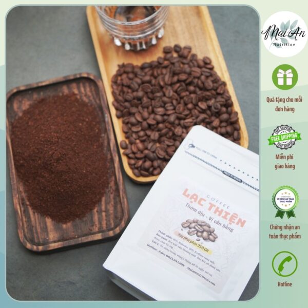 Cà phê rang mộc Lạc Thiện| Thơm dịu - Vị cân bằng | Robusta & Arabica nguyên chất - Chất lượng xuất khẩu