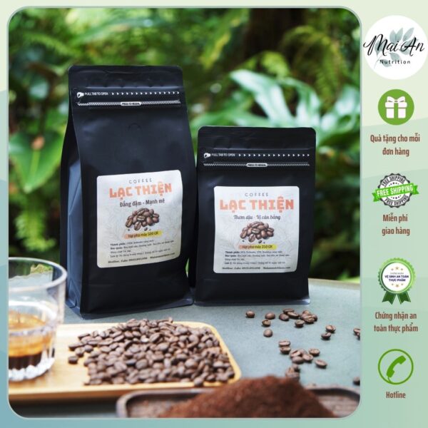 Cà phê rang mộc Lạc Thiện| Vị Đắng Đậm - Mạnh Mẽ | Robusta nguyên chất | Pha phin & pha máy - Chất lượng xuất khẩu